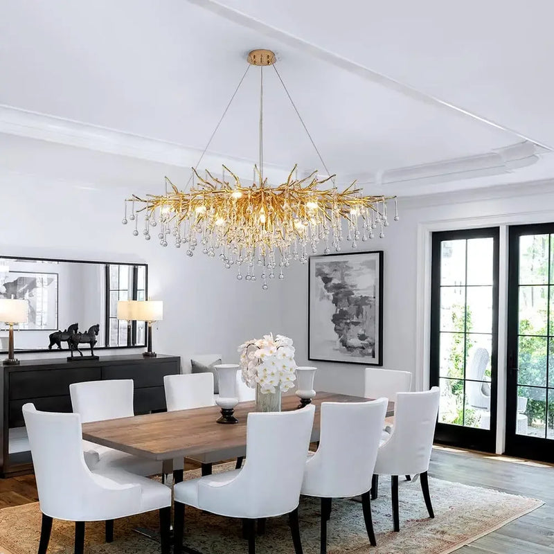 Afralia™ Luxury Crystal LED Chandelier Silver Gold G9 - Perfect for Indoor Hall Living Room Dining Room