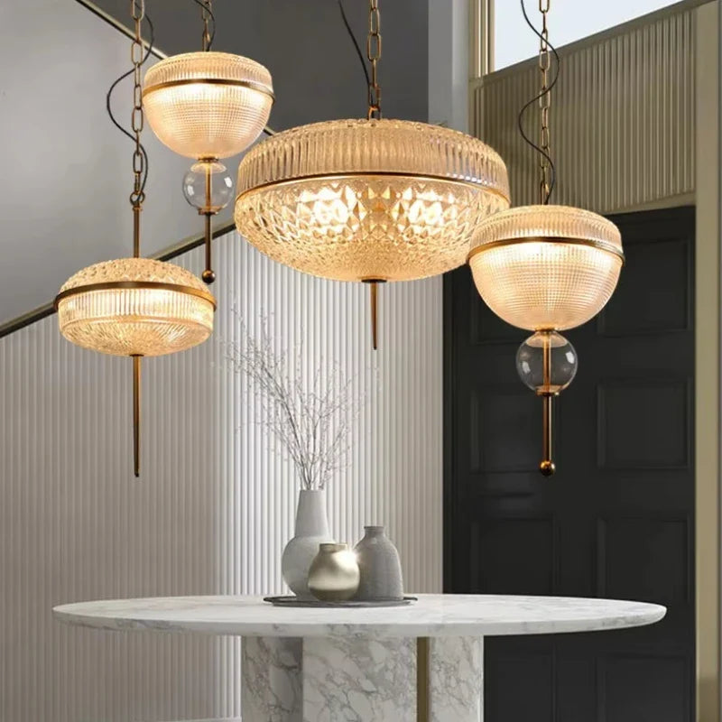 Afralia™ Yellow Glass Chandelier Pendant Lamp for Hotel, Parlor, Dining Room, Bedroom