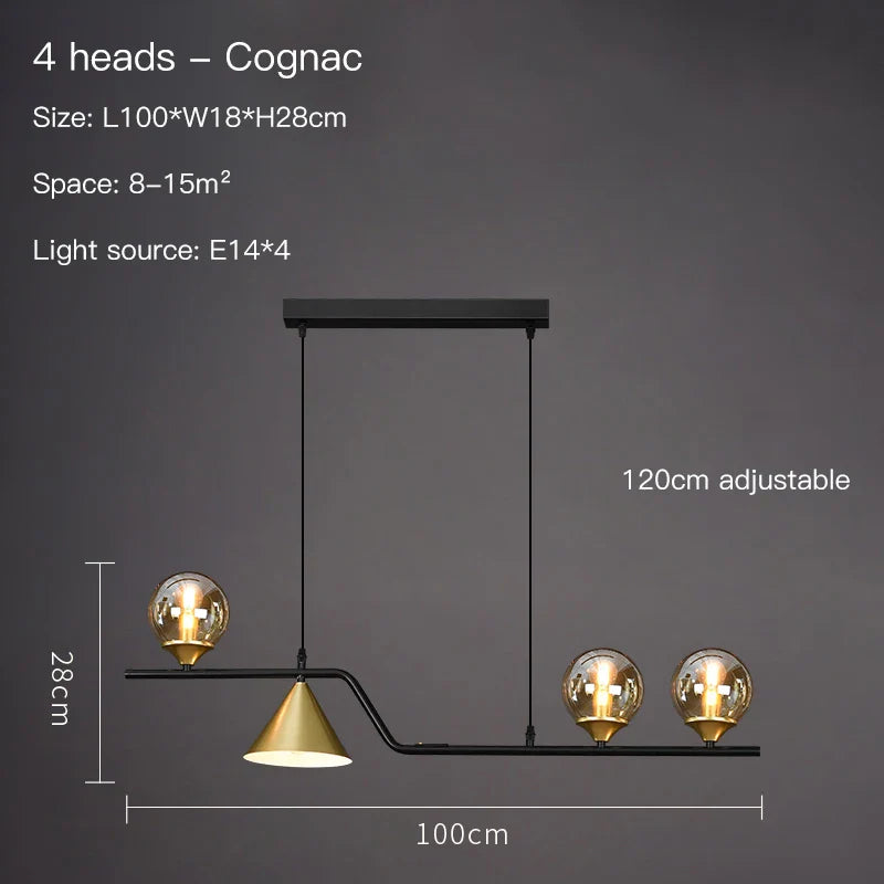 Afralia™ Nordic Glass Ball Chandelier for Living Room, Modern Black Luster Pendant Light