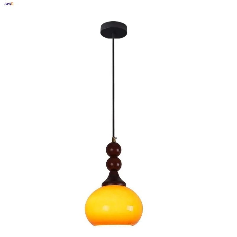 Afralia™ Vintage Amber Glass Ball Pendant Light for Restaurant Living Room Decor