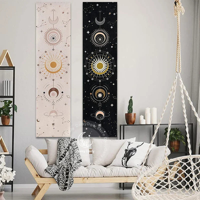 Moon Phase Starry Sky Tapestry Wall Hanging for Mystical Home Decor by Afralia™