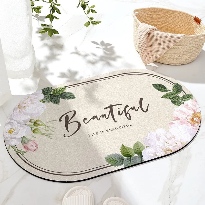 Afralia™ Velvet Bathroom Mat: Soft, Non-slip, Super Absorbent Bath Rug for Quick Drying