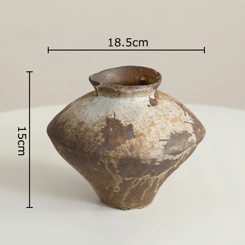 Afralia™ Ceramic Vase: Wabi-sabi Style, Retro Floral Arrangement, Room Decor