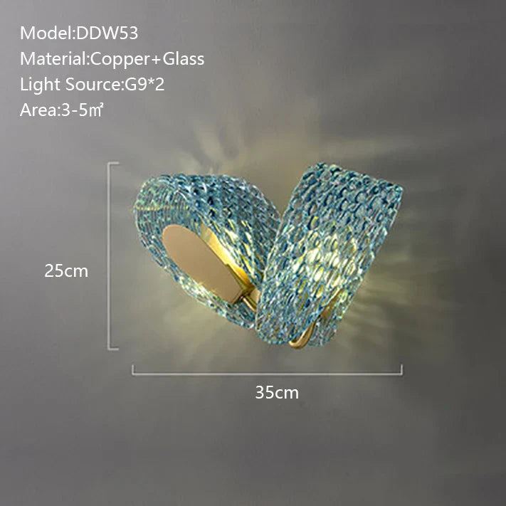 Afralia™ Blue Glass Luxury Brass Ceiling Pendant Light - Creative Flower Design