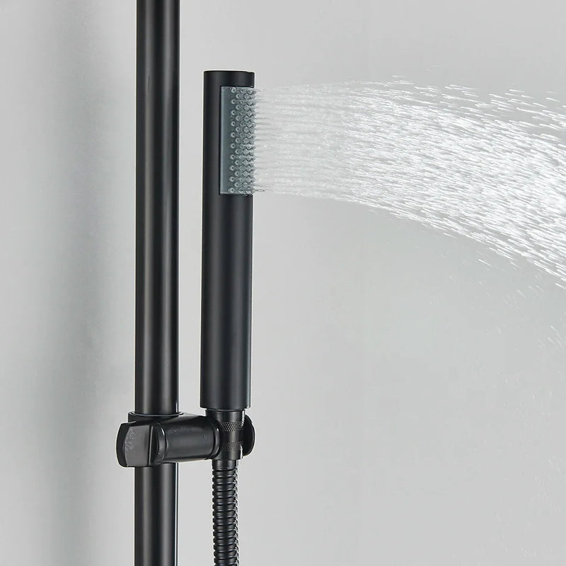 Afralia™ Black Shower Faucet Set with Rainfall Shower Head and Wall Mounted Mixer Tap