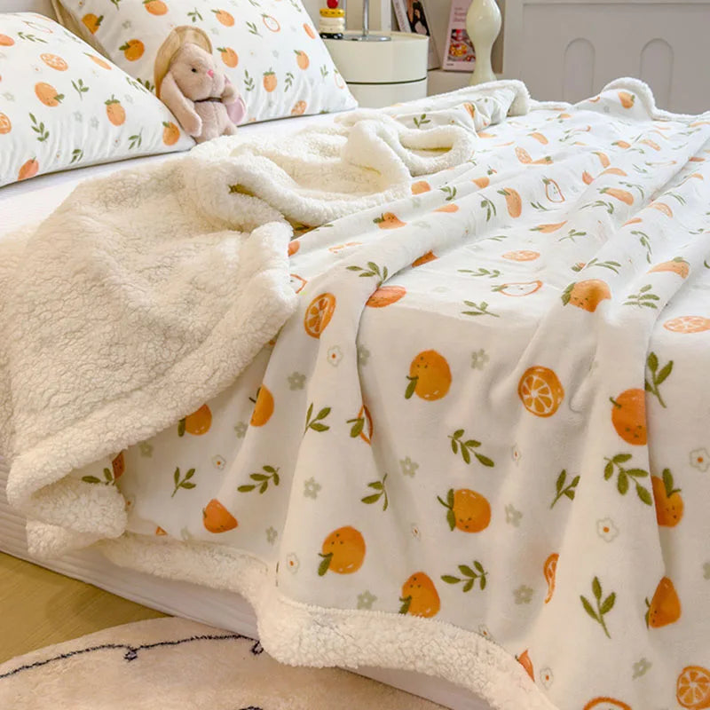Afralia™ Cartoon Printed Lamb Wool Blanket: Soft, Skin-Friendly Sofa Cover for All Seasons