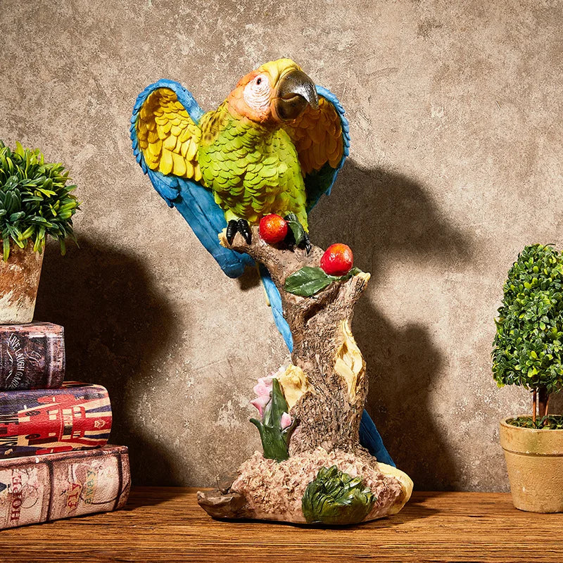 Afralia™ Resin Parrot Figurine Ornament for Bird Lovers and Home Decor