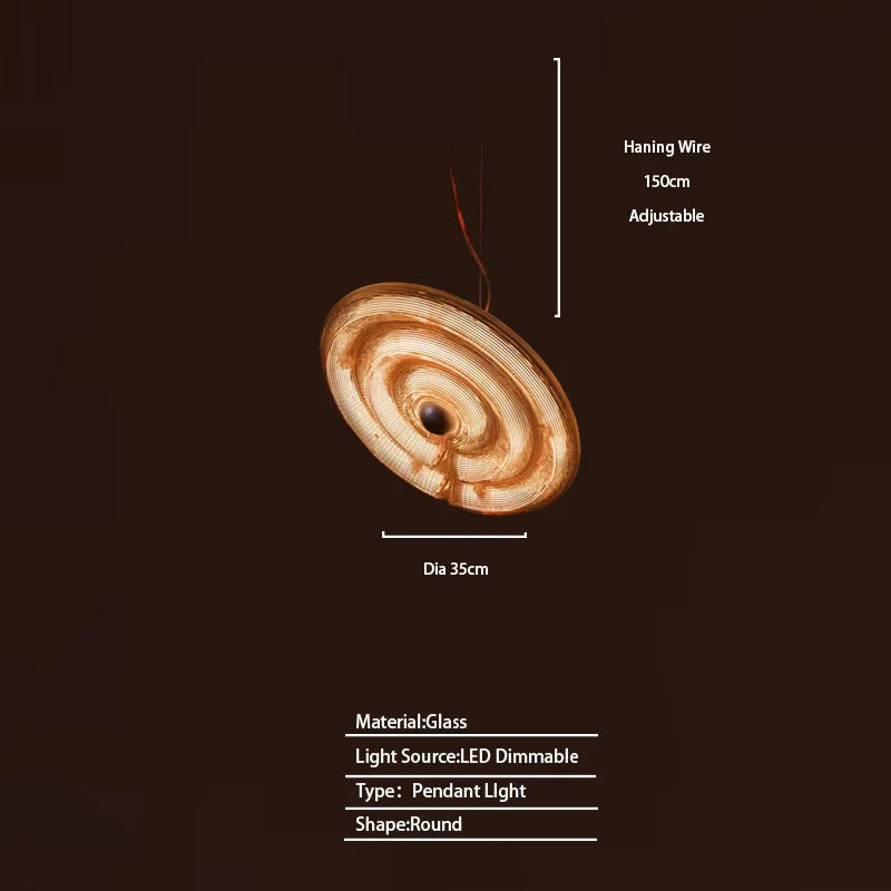 Afralia™ Round Glass LED Pendant Lamp Luxury Lighting for Living Room Art Decor