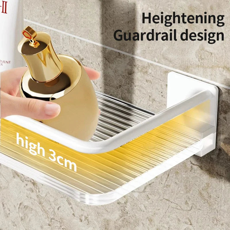 Afralia™ White Metal Corner Bathroom Shelf Makeup Organizer Shower Wall Rack
