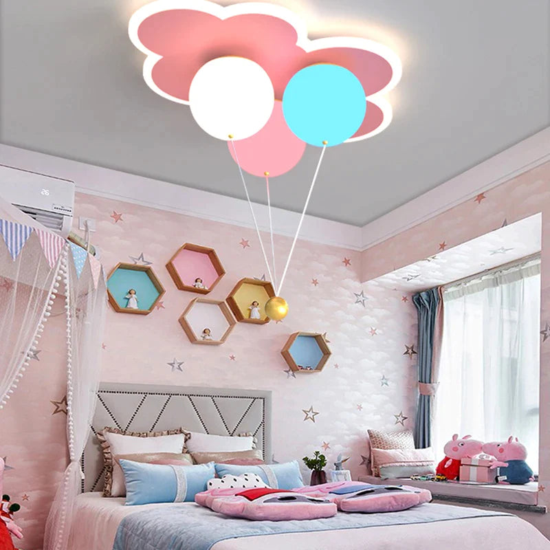 Afralia™ Kids Ceiling Chandelier - Colorful Acrylic Ballon White Pink Lamps with Remote Control