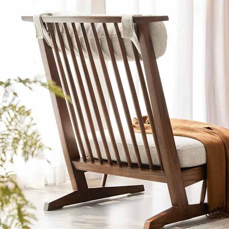 Afralia™ Retro Solid Wood Reclining Rocking Chair for Balcony and Leisure