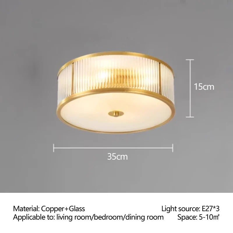 Afralia™ Copper Glass Ceiling Light, LED Foyer Restaurant Living Room Lamp