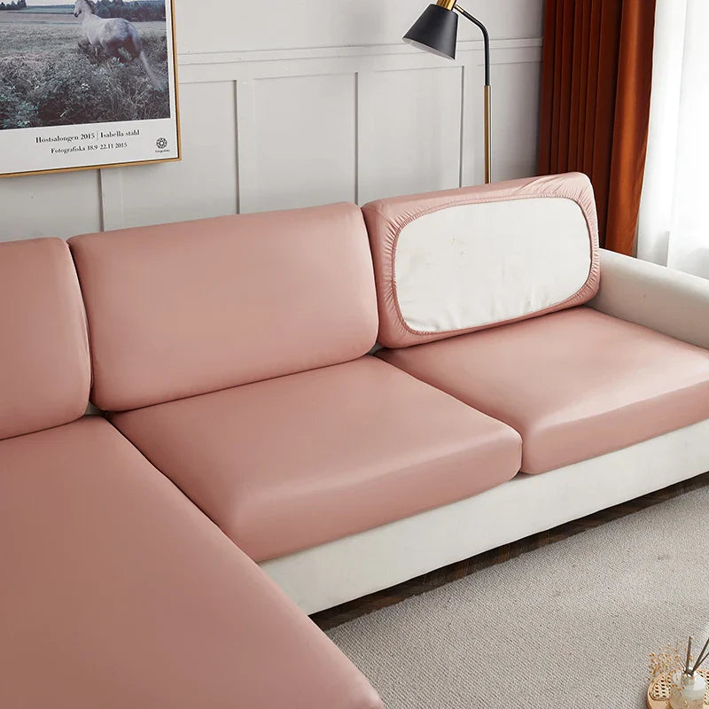 Afralia™ Stretch PU Leather Sofa Cover Solid Color Slipcovers