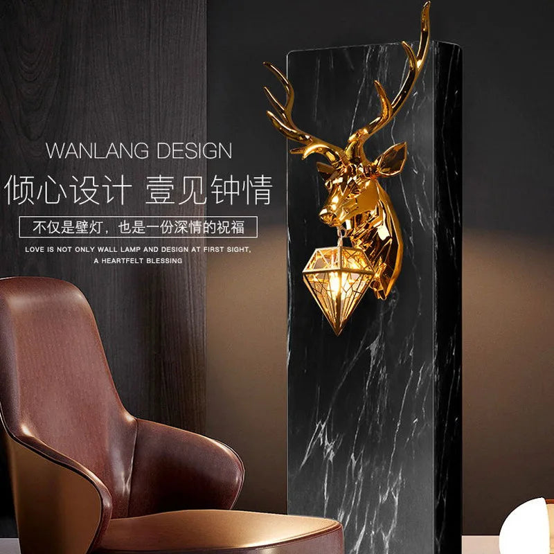 Afralia™ Antlers LED Wall Light: Modern Bedroom Deer Wall Sconce, Retro Living Room Luminaire