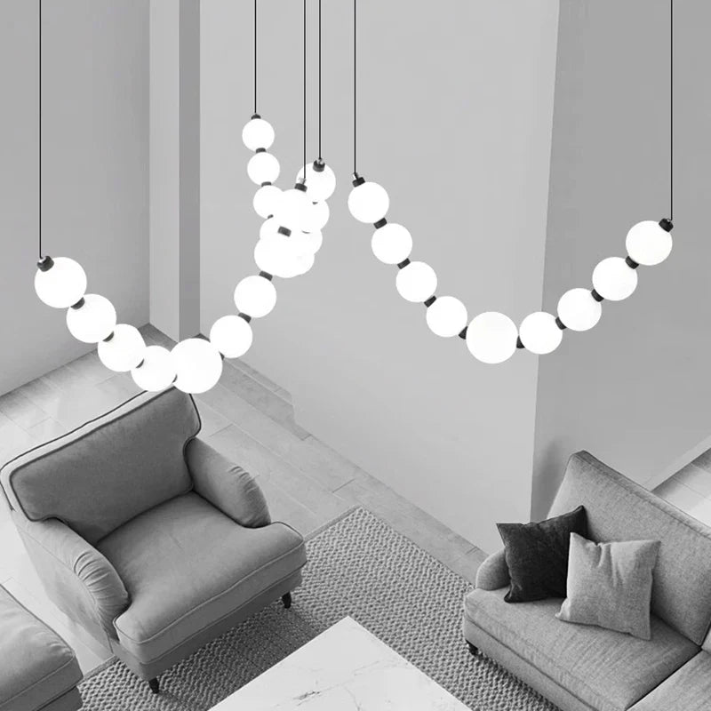 White Bead Pendant Necklace by Afralia™: Modern Chandeliers & Lamps for Home Decor