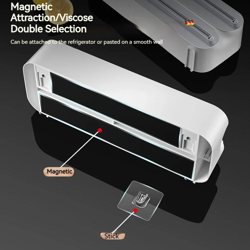 Afralia™ Magnetic Wrap Dispenser with Cutter for Cling Film, Foil, and Parchment Paper