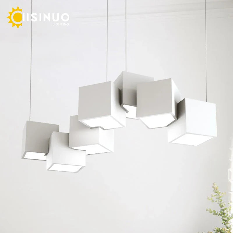 Afralia™ LED Cube Chandelier for Living, Kitchen, Dining Room Lighting