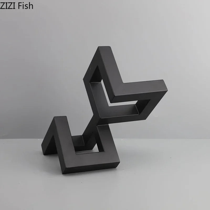 Afralia™ Geometric Metal Statue Desk Decoration Modern Sculpture Room Decor