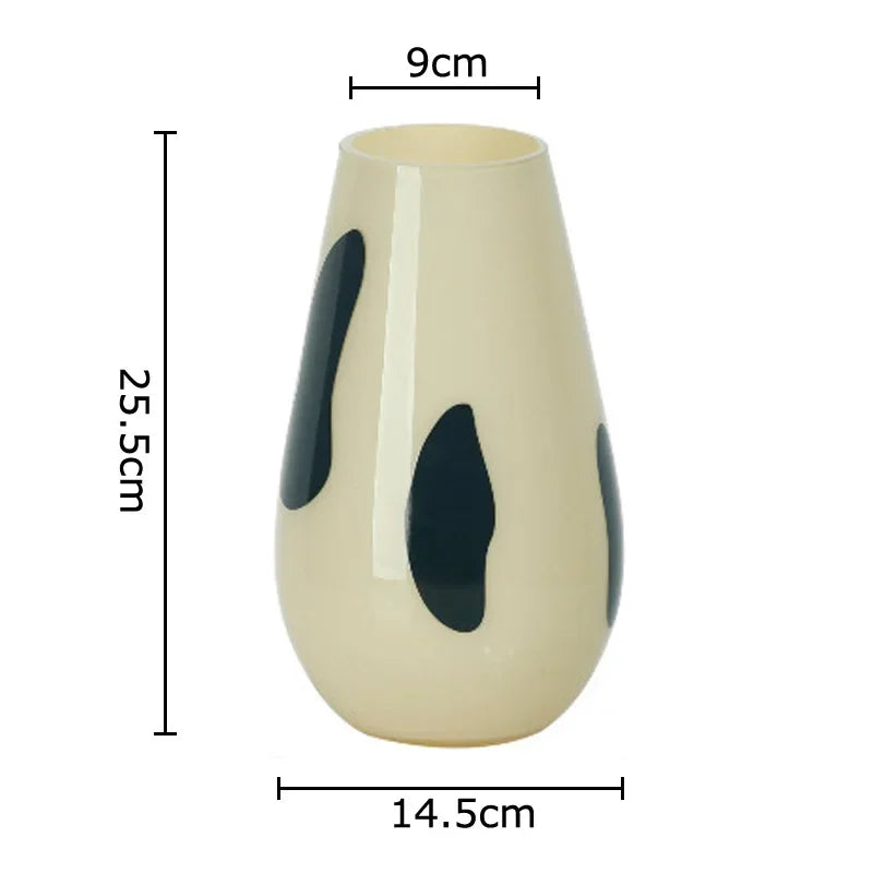 Afralia™ Black Stripes Glass Vase Desk Decoration Artificial Flowers Pots Aesthetic Room Decor