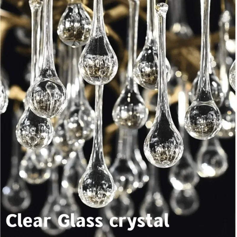 Afralia™ Teardrop Branch Crystal ChandelierVintage Bronze Brass for Dining Room, Kitchen, Living Room