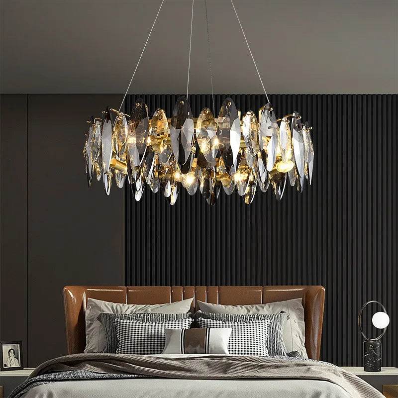 Afralia™ Luxury Crystal Ceiling Chandelier: Modern Elegance for Living Room, Bedroom, and Dining Hall