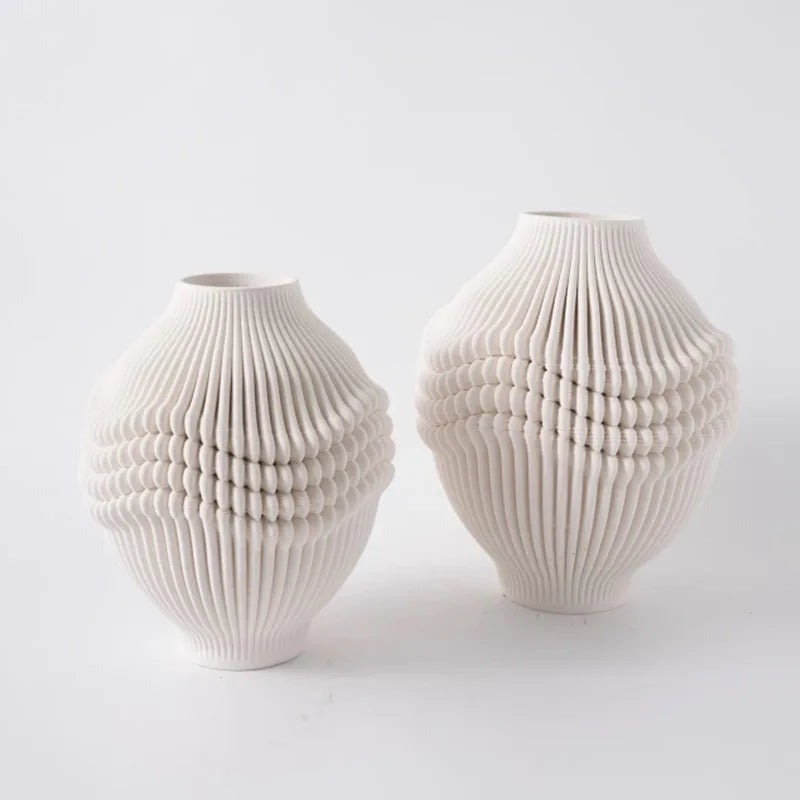 Afralia™ Geometric Folding Ceramic Flower Vase Home Decor Handicrafts