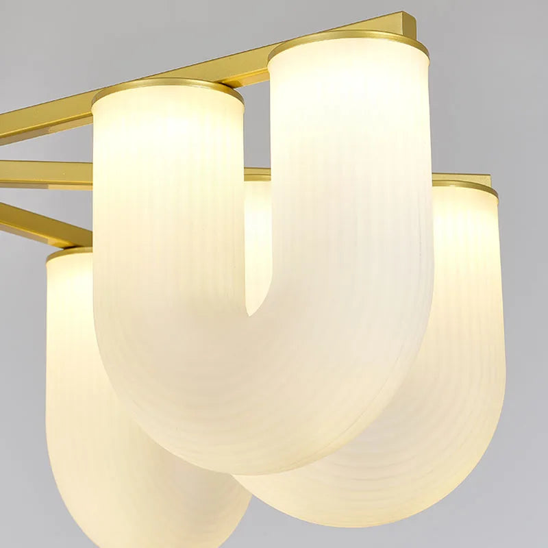 Afralia™ LED U-shaped Acrylic Pendant Lights in Gold Metal for Parlor, Dining Room, Kitchen