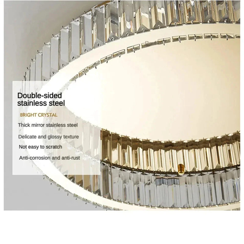 Afralia™ Crystal Circle Ceiling Chandelier LED Indoor Lighting for Living Room Bedroom Study