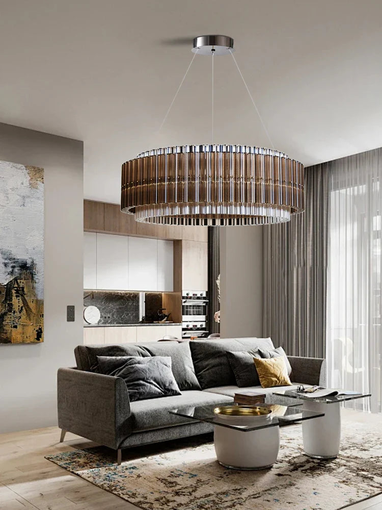 Afralia™ Crystal Chandelier: Elegant Dimmable LED Light Fixture for Living Room & Dining Décor