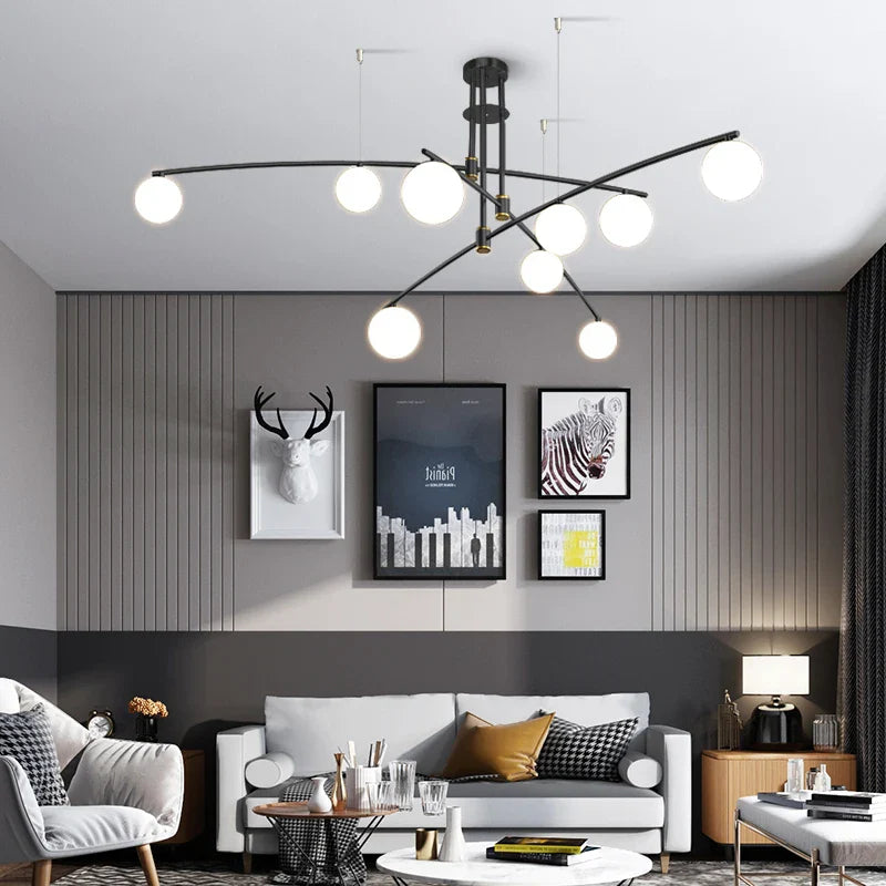 Afralia™ Modern Nordic Chandelier for Living Room Bedroom Decor LED Hanging Light