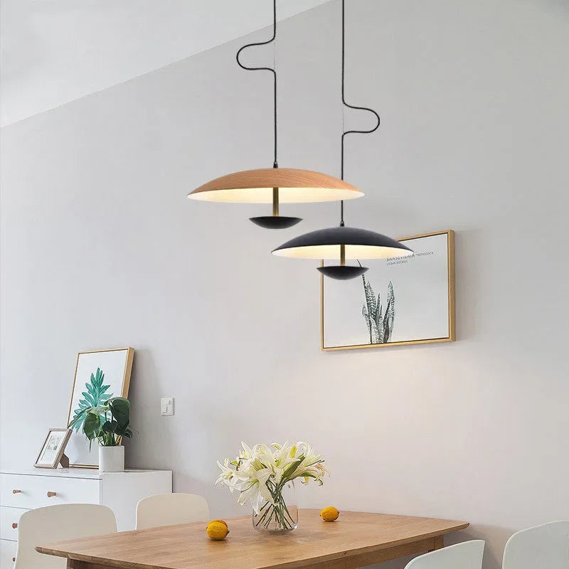 Afralia™ Wood Grain Black Pendant Lights for Dining Kitchen Table Decor