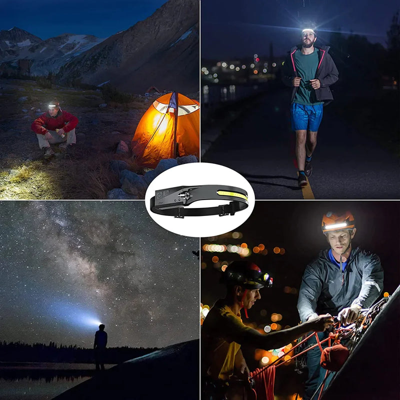 Afralia™ USB Rechargeable COB LED Headlamp | 5 Modes Outdoor Head Lamp