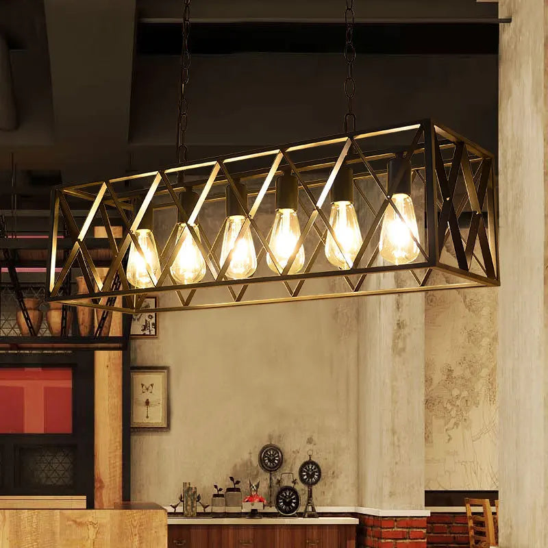 Afralia™ Industrial Chandelier Retro Loft Bar Restaurant Pendant Lamp Ceiling Lamp