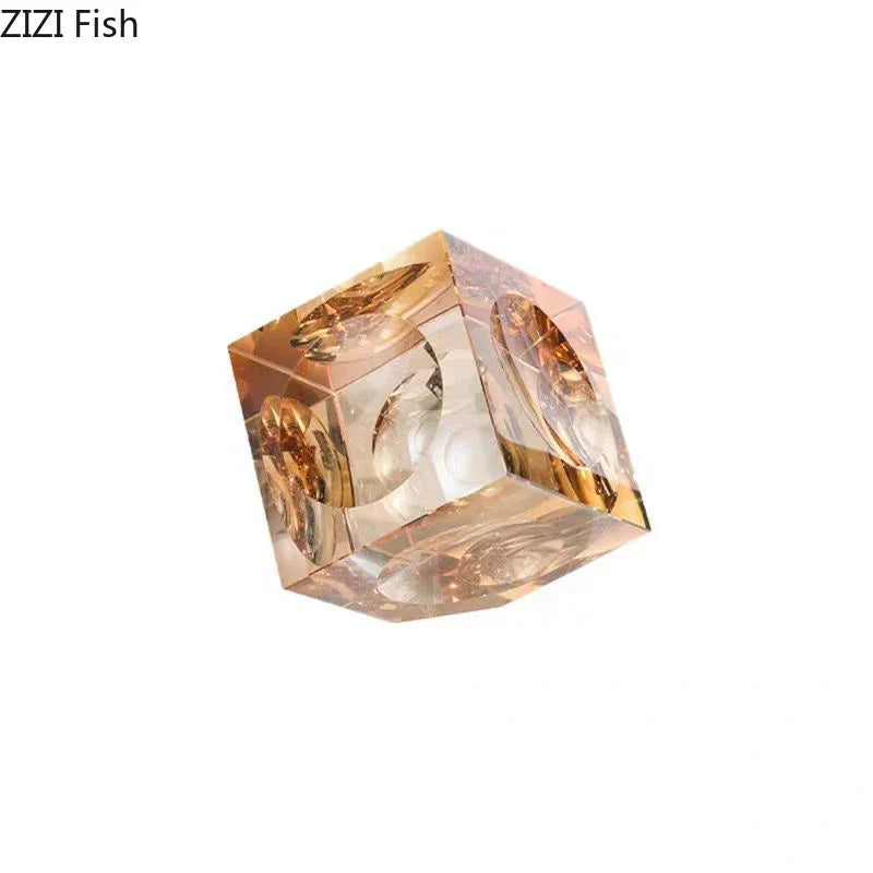 Afralia™ Crystal Cube Statue Desk Ornament - Creative Room Decor Sculpture