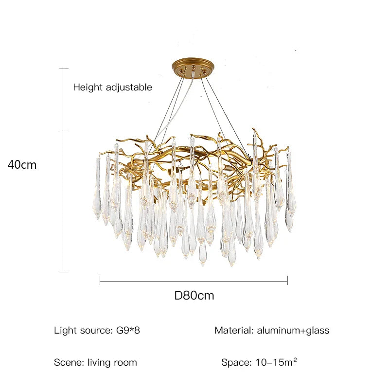 Afralia™ Classic Blue Crystal LED Hanging Chandelier for Elegant Living & Kitchen Decor