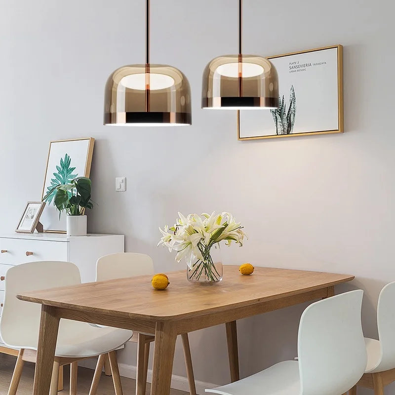 Afralia™ Modern Nordic Glass Pendant Lamp LED Hanging Light for Dining Room, Bedroom, Living Room
