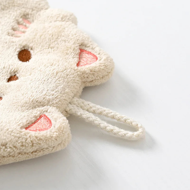 Afralia™ Cartoon Cat Kitchen Cleaning Towel: Absorbent Microfiber with Hanging Loop