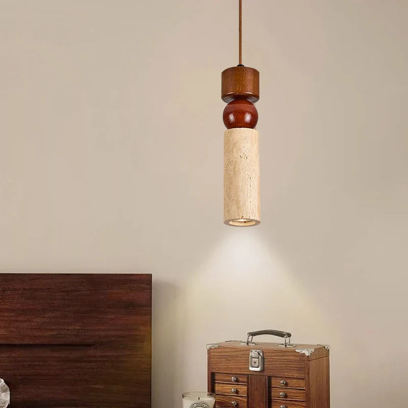 Afralia™ Columnar Stone LED Pendant Lamp - Yellow Travertine - Nordic Minimalism