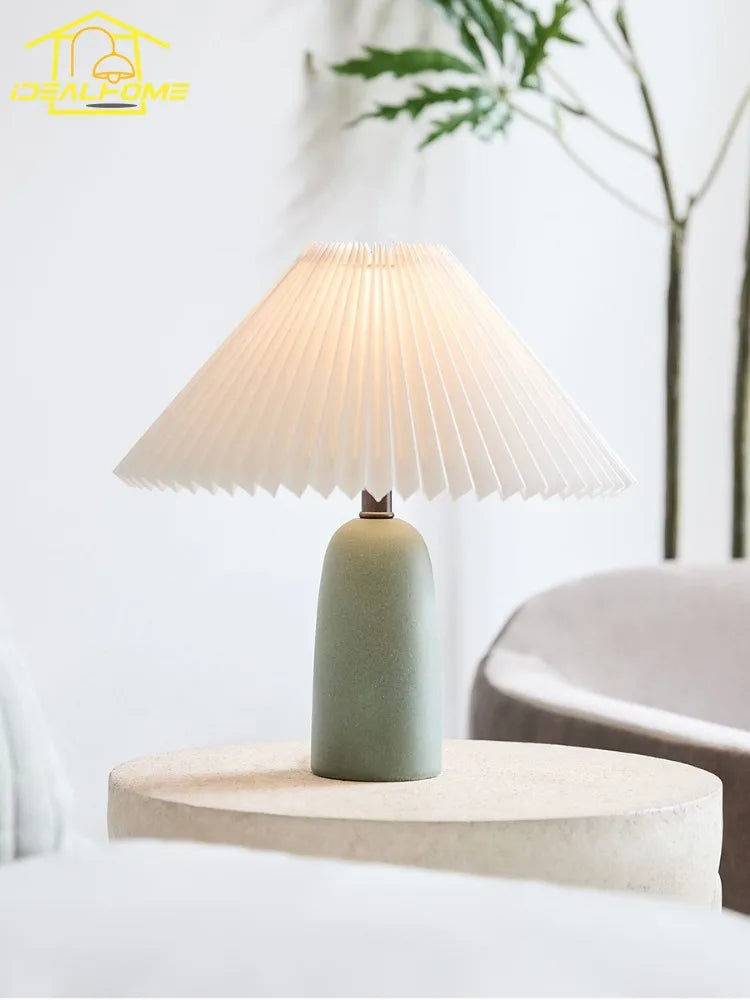 Afralia™ Pleated Ceramic Table Lamp LED E27 Nordic Design Minimalist Modern Light