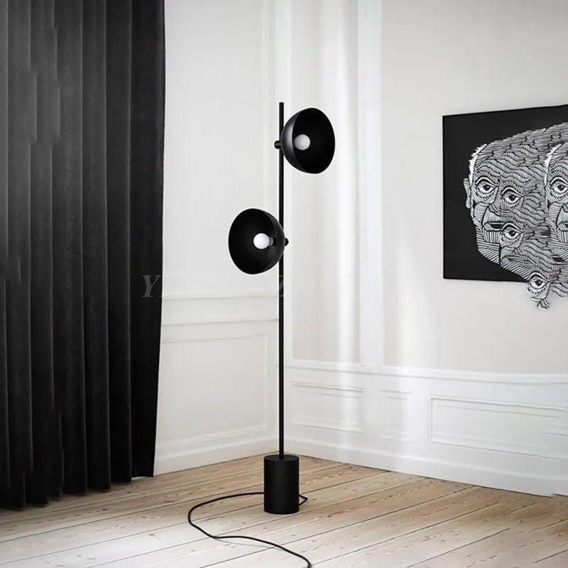 Afralia™ Modern Black Double Shade Floor Lamp for Stylish Home Decor