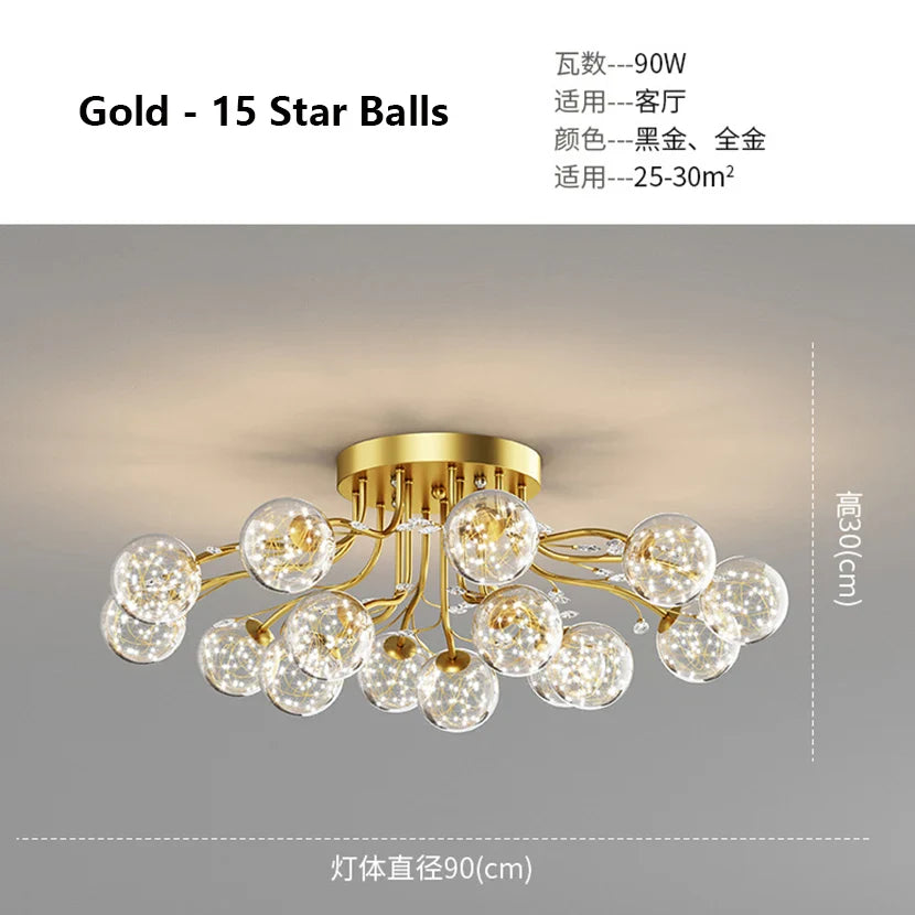 Afralia™ Crystal Flower Ceiling Lamp LED Chandelier for Bedroom Living Room Branch Decor