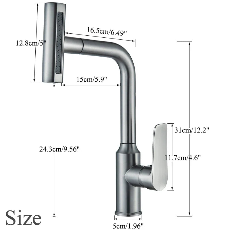Afralia™ Pull Out Kitchen Faucet, Deck Mounted Hot Cold Water Mixer Tap