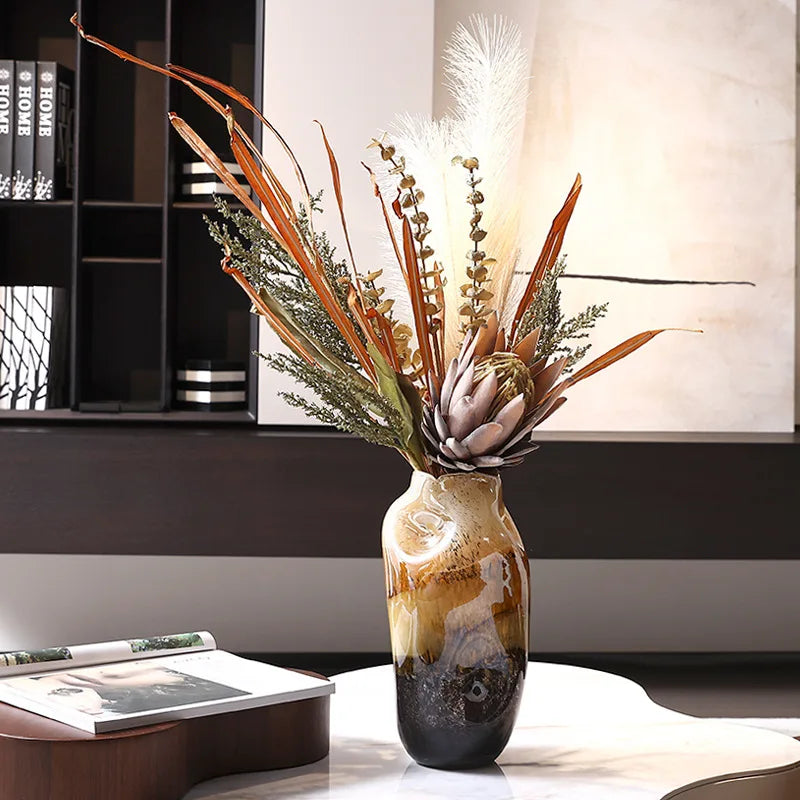 Afralia™ Gradient Glass Vase with Irregular Floral Arrangement