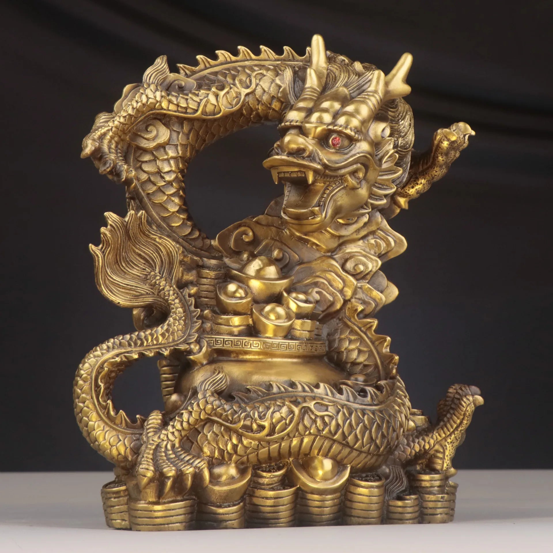 Afralia™ Dragon Zodiac Pure Copper Bowl Ornament for Home Decor