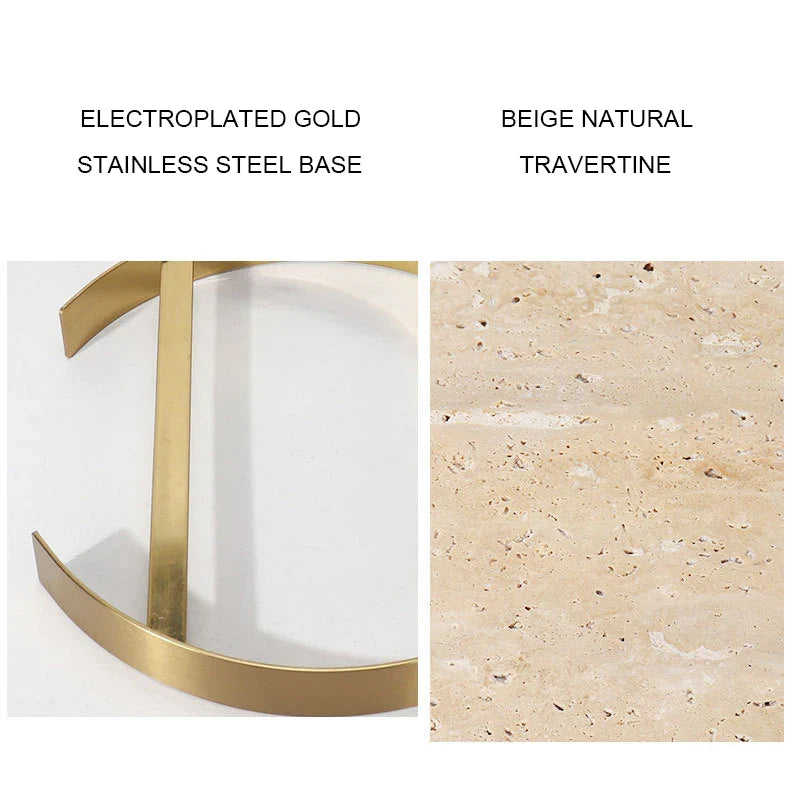 Afralia™ Beige Brown Travertine Marble Tray with Metal Frame