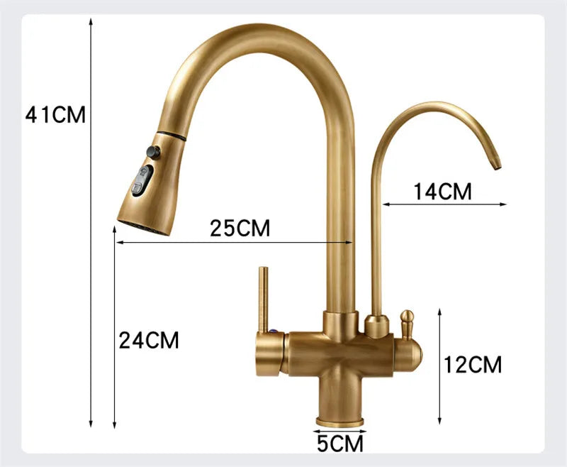 Afralia™ Brass Kitchen Faucet | Deck Mounted Water Filter Tap Mixer