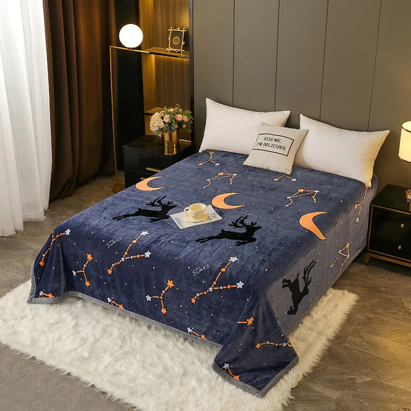 Afralia™ Plush Reversible Wide Edge Velvet Blanket: Luxurious & Skin-friendly Sofa and Office Nap Blanket