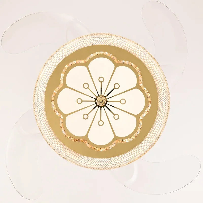 Afralia™ Crystal Invisible Fan Lamp 42-Inch European Living Room Ceiling Fan Chandelier
