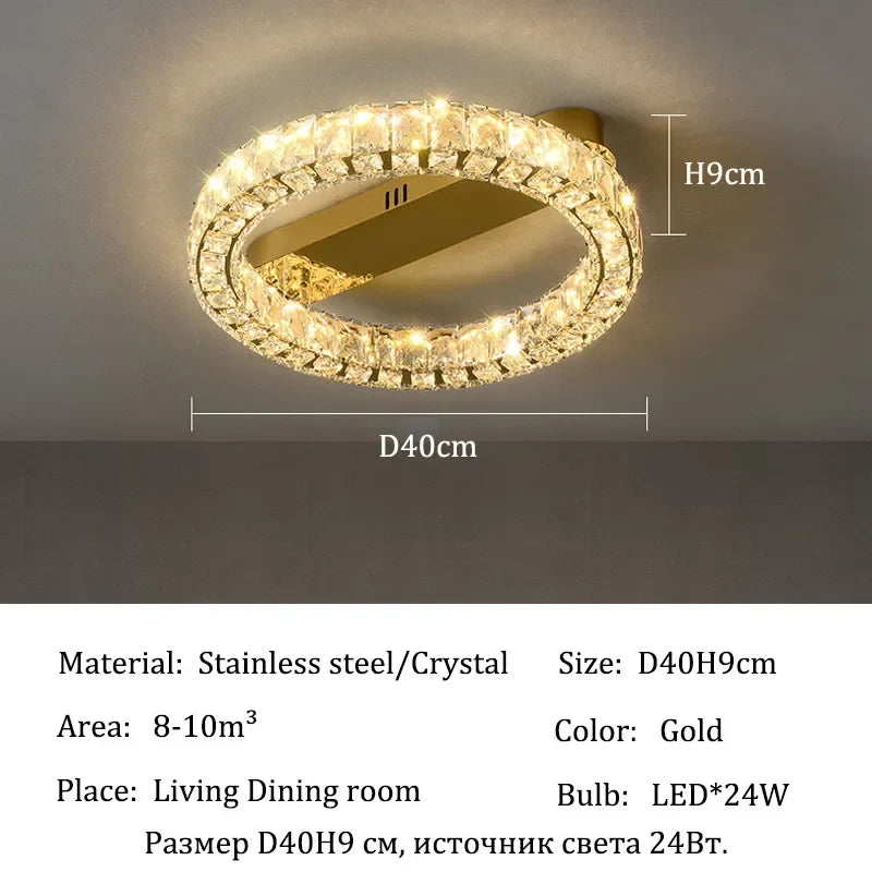 Afralia™ Gold Crystal Ceiling Lights for Elegant Home Decor