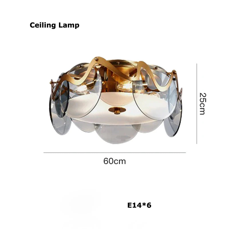 Afralia™ Gold Glass LED Chandelier Lighting for Modern Nordic Living Room Decor